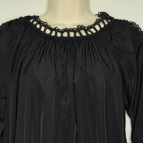 Liam & Co. Womens Blouse Medium Black Dark Romantic Lace Eyelet‎ Goth Feminine - Picture 5 of 10